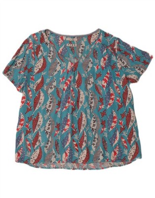 White Stuff Damen Bluse Top UK 14 Large blau Blumenmuster Viskose AB15