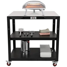 Feasto 3-Shelf Grill Cart, Outdoor Pizza Oven Table, 35.4" x24''