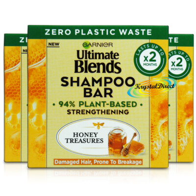 3x Garnier Ultimate Blends Strengthening Honey Shampoo Soap Bar 60g