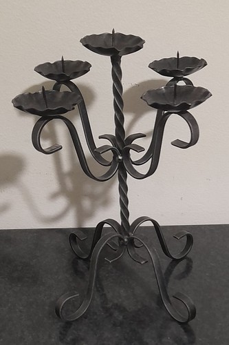 Candelabro Porta Candele In Ferro Battuto Fatto A Mano Stile Medievale Vintage