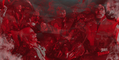 MICHAEL JACKSON THRILLER XXL Wandbild auf Glas 2x1 Meter UNIKAT