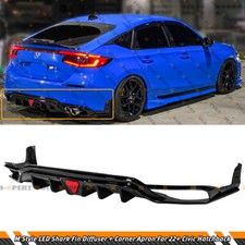 For 2022-26 Honda Civic Fl1 5dr Hatchback Jdm Glossy Black Led Rear Diffuser Kit