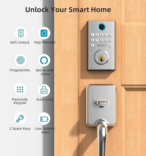 WiFi Smart Door Lock Deadbolt Fingerprint Keyless Entry Digital Keypad Bluetooth - Picture 16 of 25