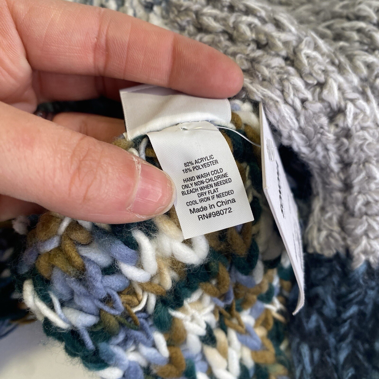 Sonoma NWT Knit SuperCozy Infinity Scarf Blue White Tan Grey One Size image 8