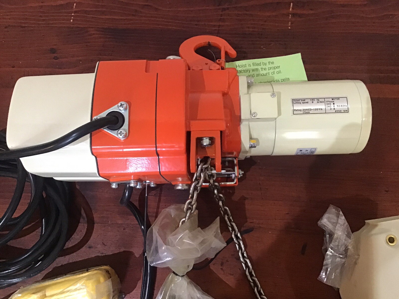 Kito Corp Electric Hoist Max Load 125kg Chain Length 6.2m. EDL18S