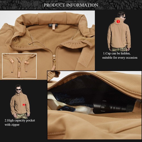 Waterproof Tactical Soft Shell Men Jacket Military Casual Windbreaker Army Coat - Picture 10 of 21
