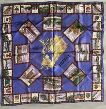 Vintage  Canada Souvenir Printed Scarf 27x 27 - Colorful Landmark Graphics