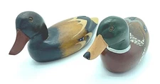 Wooden Decoy Mallard Duck & Mate (2 decoys), Hand Crafted & Painted, Taiwan