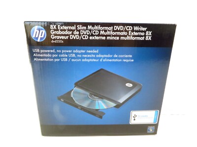 HP DVD550S 8x External Slim Multiformat DVD/CD Writer - NEW SEALED BOX