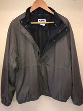 Pullover Golf Windbreaker Jacket Dark Olive Green & Black Checked Sz M By Haley