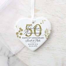 Personalised 50th Anniversary Gift, 50th Golden Anniersary Gift, Ceramic Heart