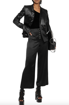 $2920 Rick Owens Performa Black 60cm Satin Blazer Jacket size 6 IT 