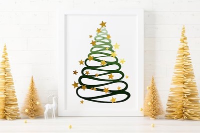 Boho Christmas Tree Illustration Loop Design Art Print