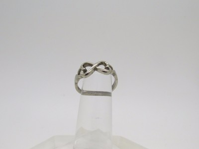 Vintage Infinity Loop Herzen glatt 925 Sterling Silber Bandgröße 6,5 Ring E