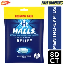 HALLS Relief Mentho-Lyptus Cough Drops, Economy Pack, 80 Drops (Pack of 2)