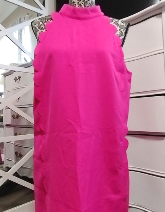 Scalloped Hot Pink Dress TCEC | eBay Scalloped Hot Pink Dress TCEC | eBay