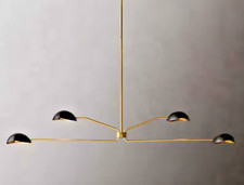 Four-Arm Brass Sputnik Chandelier Light Fixture Mid Century Ceiling Pendent Lamp