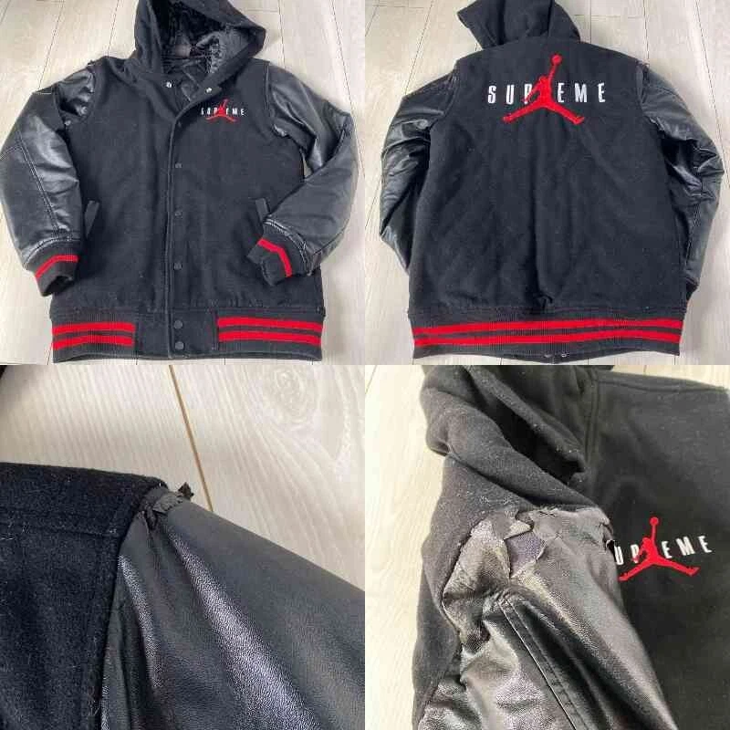 【peeling off】SUPREME JORDAN Collaboration Vintage JACKET BLACK LEATHER Size M