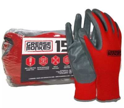   NEW! Grease Monkey Nitrile-Coated Work Gloves 15 pack -  Size Large  