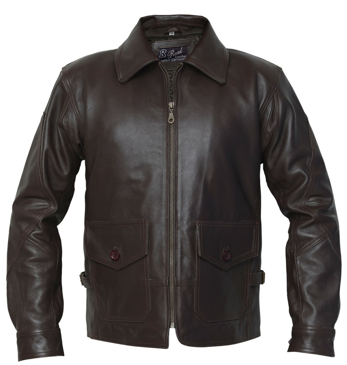 G-8 Aviator Pilot Jacket Medium Brown Real Cowhide Leather Bomber