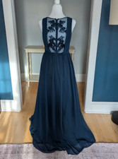 Azazi Formal Lace Back Navy Prom Bridesmaid Dress Size 2-4