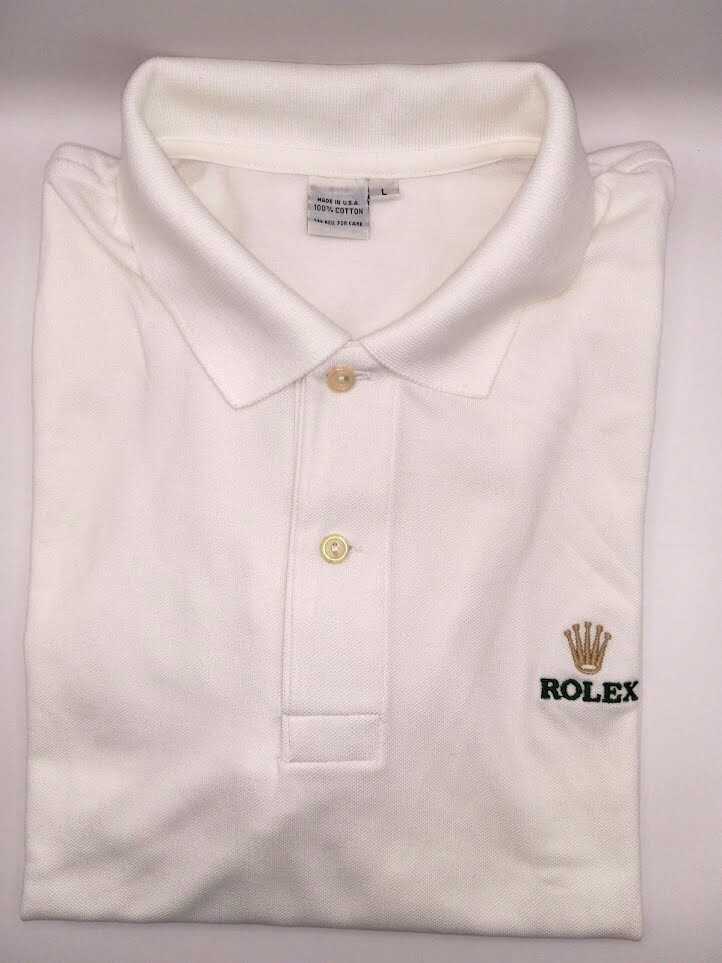 Rolex White Dealer Large Embroidered AD Polo Golf Shirt 100