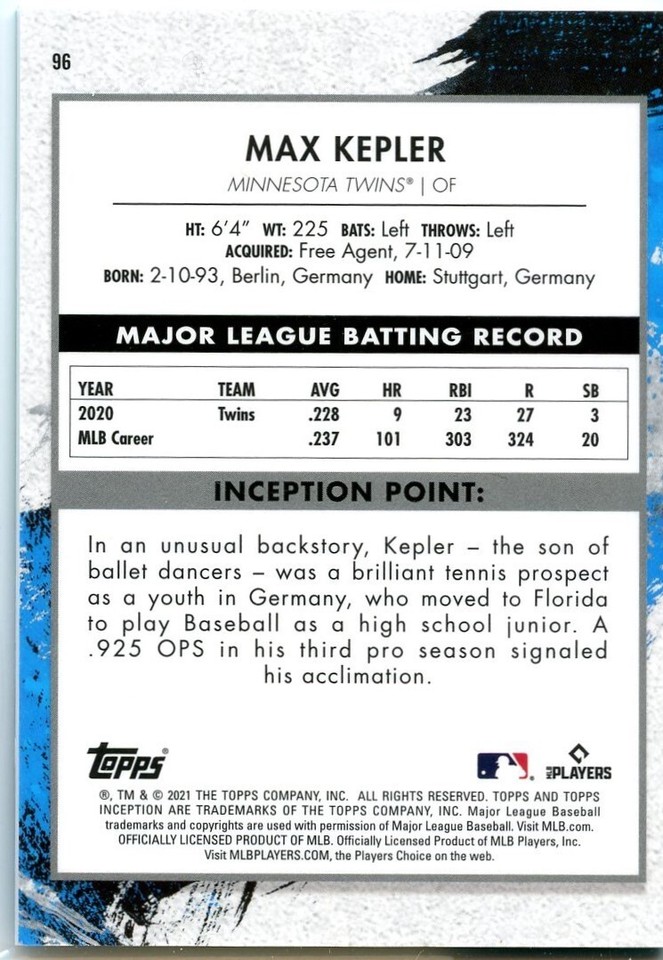 2021 Topps Inception Max Kepler #96 Green Parallel | Minnesota Twins | eBay