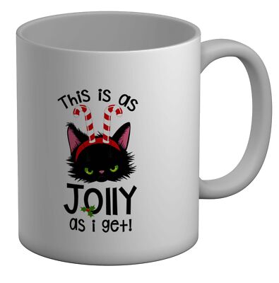 This Is As Jolly As I Get Cat Candy Stick Weihnachten Xmas weiß 11 Unzen Becher Tasse Geschenk