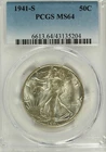 1941-S Walking Liberty Half Dollar PCGS MS64 100% White