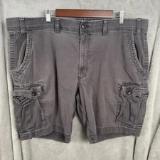Foundry Comfort Cargo Shorts Men's 48 Gray Stretch Cotton Fly Zip Relaxed Fit