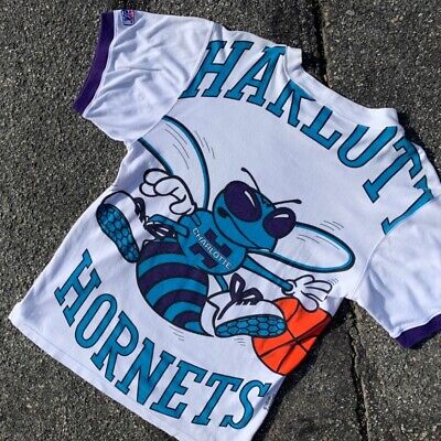 Vintage 90s NBA Charlotte Hornets All Over Print The Game T Vintage 90s NBA Charlotte Hornets All Over Print The Game T