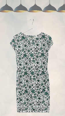 Ex Fat Face Women s Iris Sketched Floral Print Jersey Dress in Ivory