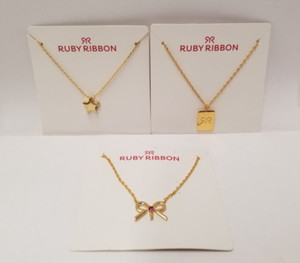 Authentic Ruby Ribbon Three Pack Gold Plated Girly 18" Necklaces