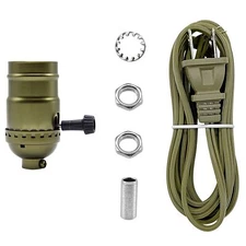 Lamp Light Kit, Antique Brass Repair or Rewiring Table Lamp Kit, 3 Way Socket