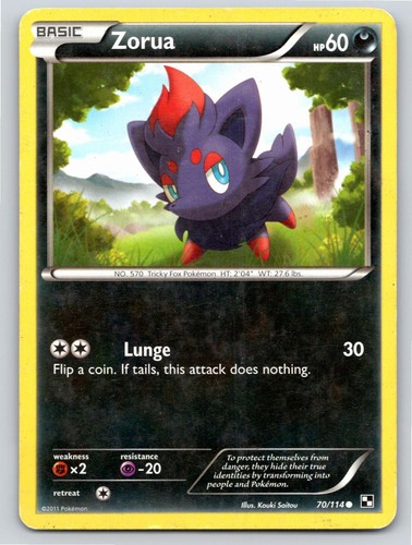 2011 POKEMON BLACK & WHITE ZORUA 70/114 C LP A99170 FREE S&H