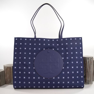 Tory Burch Ella Nothing Ditzy Purple Nylon Leather Large Tote Bag NWT