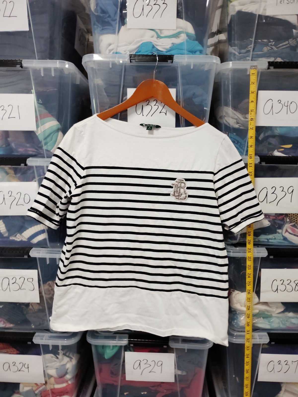 Ralph Lauren Preppy Stripped Y2k Woman's Top Tagged Xl, A36