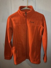 Columbia Girl  s Large Orange Fleece Zip-Up With Zipper Pockets