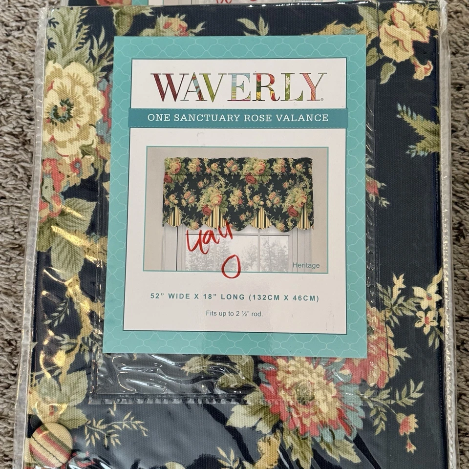 Juego de 3 botones a rayas azules Waverly Sanctuary Rose Heritage Peek A Boo cenefa Foto 4 de 4