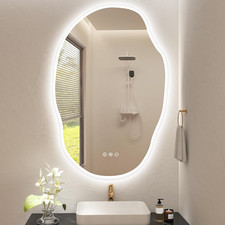 Irregular Bathroom Mirror with LED Lights 600X900Mm, Bluetooth Led Bathroom Mirr