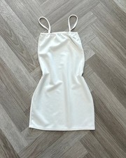 Boohoo White Bodycon Stretch Mini Dress · UK 8 · Y2K Coquette Summer Holiday