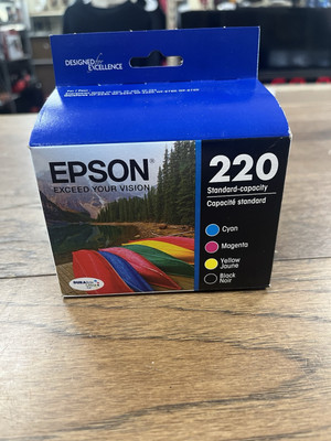Epson 220 Black & 220 Cyan Magenta Yellow Ink Cartridges Dated 2027