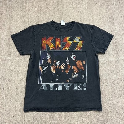 Vintage Kiss Shirt Mens Large Black 2000s Y2K Alive Tour Concert