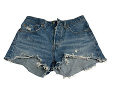 Vintage Levi s 501 Premium Distressed Denim Shorts Button Fly Cut Off Jean Short