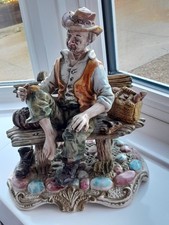 Large, Original Capodimonte 'Tramp On Bench figurine Perfect Condition 