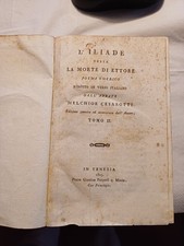libro antico L'ILIADE ossia LA MORTE DI ETTORE TOMO 2 1803 VENEZIA
