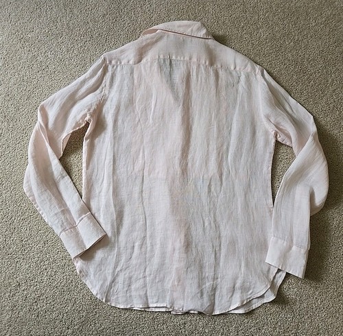 GIORGIO ARMANI Linen Pale Pink TUXEDO Shirt 40 S Women Made In Italy Vtg - Picture 11 of 11