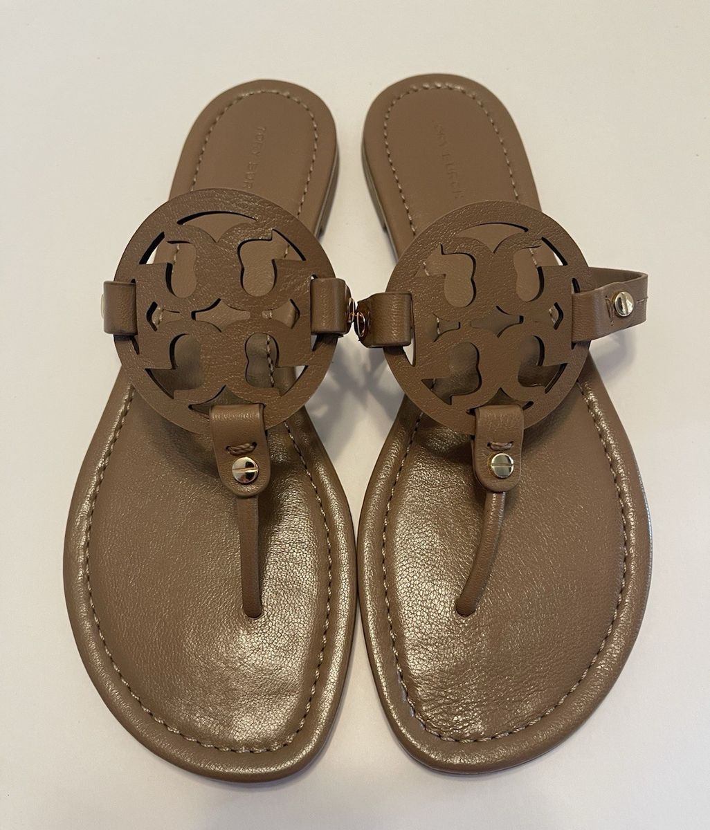 TORY BURCH MILLER SANDALS GOAT LEATHER ALMOND FLOUR SIZE 10.5 | eBay