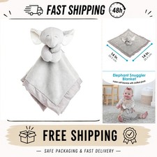 Carter's Elephant Plush Lovey Blanket Gray Baby Snuggler 14 x 14 in