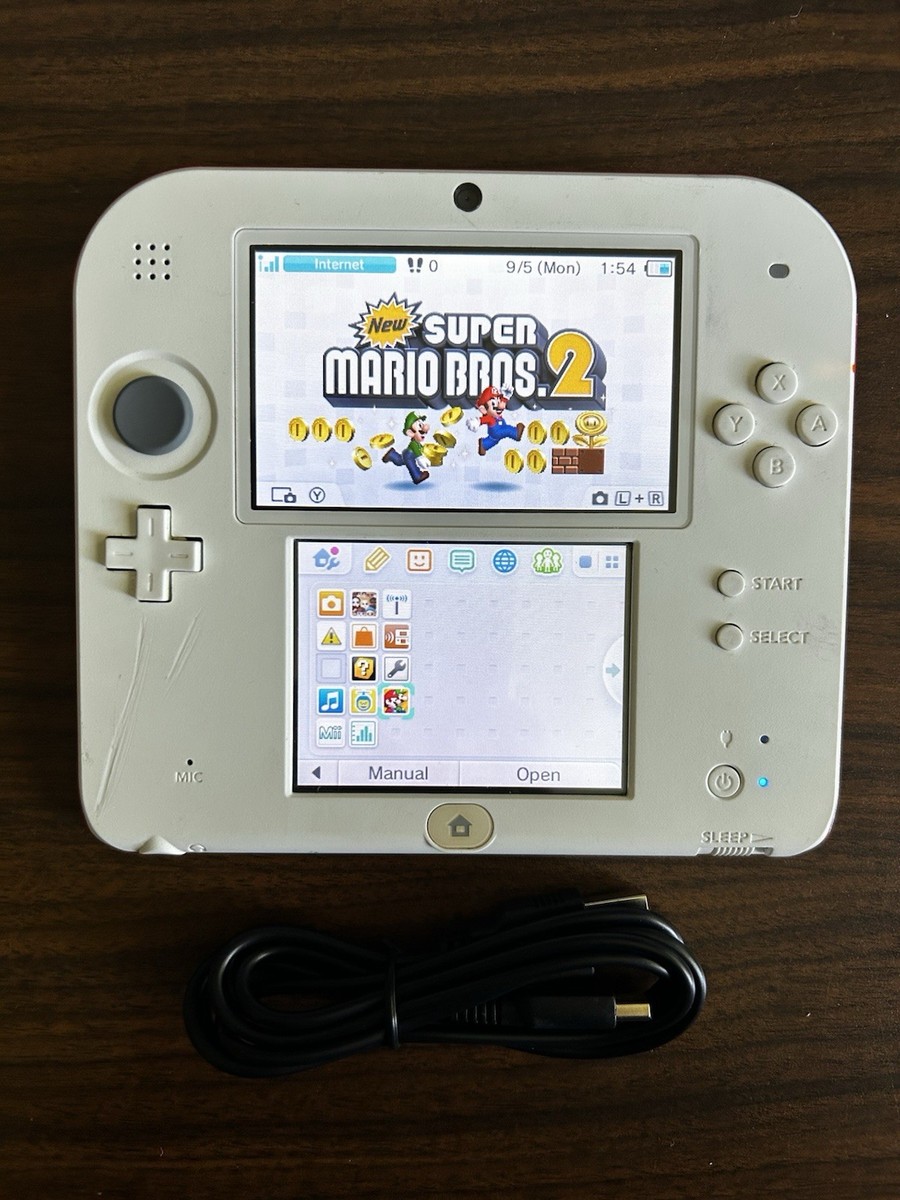 Nintendo 2DS red &white Console & charger | USA | NEW SUPER MARIO